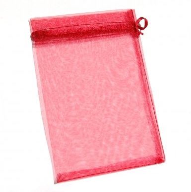 Organza tasak rubinpiros 10 db/csomag 10 x 15 cm-es 