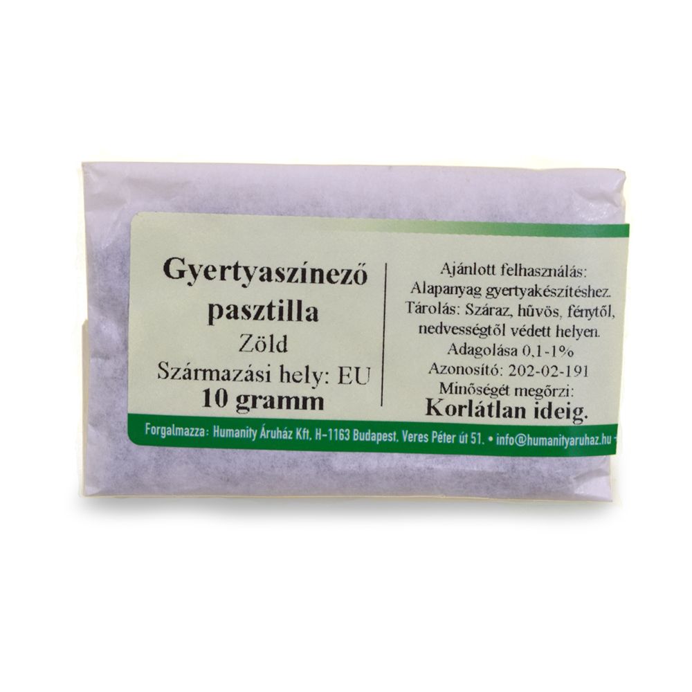 Gyertyaszínező pasztilla 10 g ( zöld )