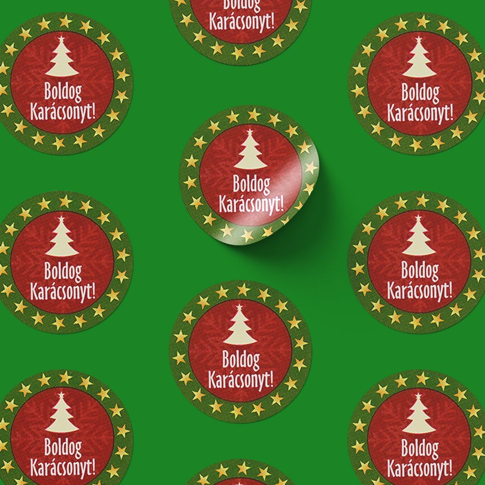 Karácsonyi körcímke 20 db/cs Boldog karácsonyt csillagos széllel Karácsonyi körcímke 20 db/cs Boldog karácsonyt csillagos széllel