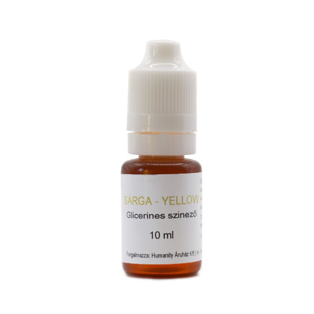 Yellow - Sárga Glicerinbázisú folyékony színező 10 ml Yellow - Sárga Glicerinbázisú folyékony színező 10 ml