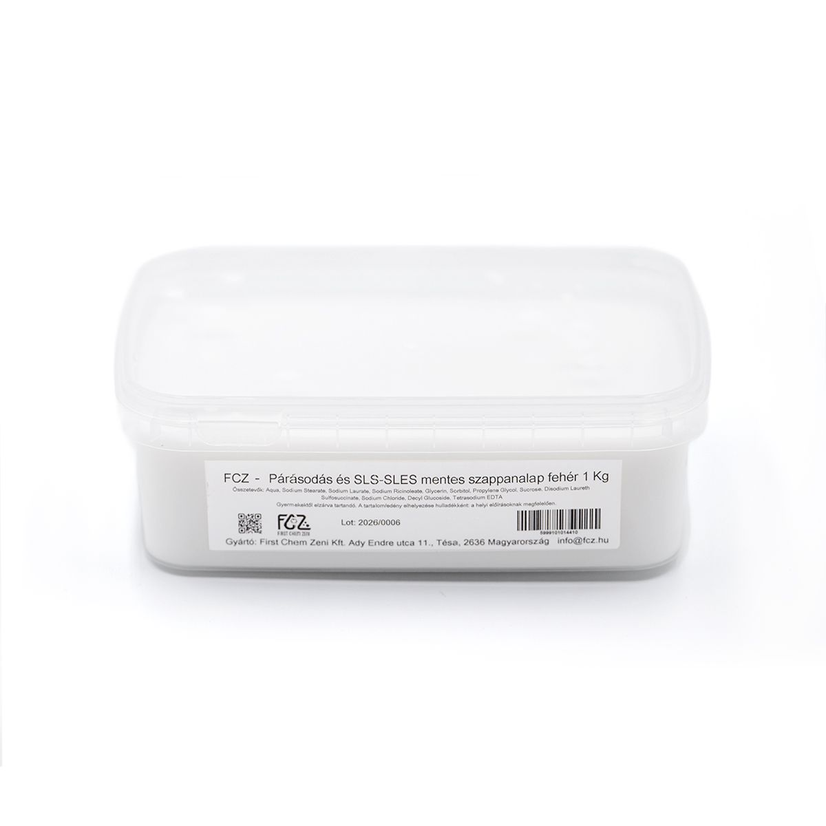 FCZ- Szappanalap Glicerines fehér párásodás, SLS és SLES mentes 1 kg